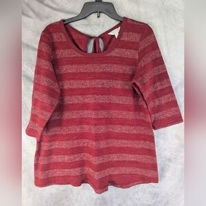 Three Seasons Maternity RED with sparkle threads size large 3/4 sleeves